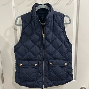 J Crew Navy Quilted Vest with Gold Accents
